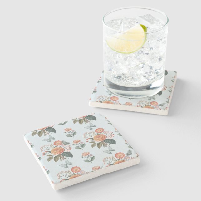 Posavasos De Piedra Blütenzauber mit Schmetterlingsflügeln (Lateral)