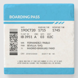 Posavasos De Piedra Boarding Pass (blue)