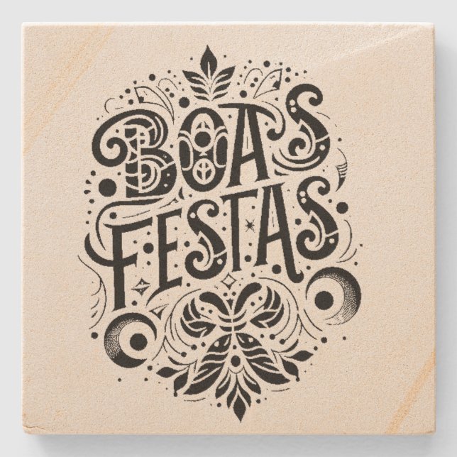 Posavasos De Piedra Boas Festas (Anverso)