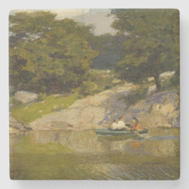 Posavasos De Piedra Boating on a Lake in Central Park (E.H. Potthast)