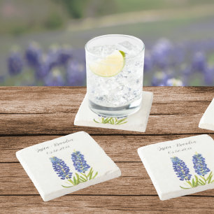 Posavasos De Piedra Bocetos de acuarela de lupino azul Flor floral Bod