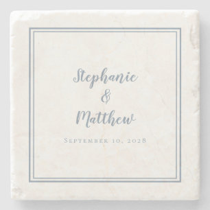 Posavasos De Piedra Boda azul turbio Novia y Groom Simple Elegante