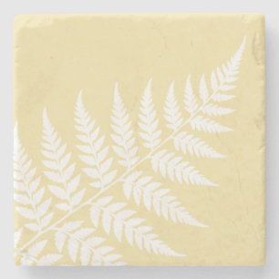 Posavasos De Piedra Boda Botánica Amarillo Mantequilla Helecho Blanco