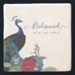 Posavasos De Piedra Boda Caída del Peacock Blue Burgundy Winter<br><div class="desc">Hermoso pavo real con flores Verde azuladas y azules, borgoñas, hojas verdes saladas en este otoño, otoño, artículos de boda de invierno. Parte de una colección más grande que incluye invitaciones para bodas con presupuesto, guardar las fechas, confirmaciones de asistencia, tarjetas de fotos de agradecimiento, regalos para novias y fiestas...</div>
