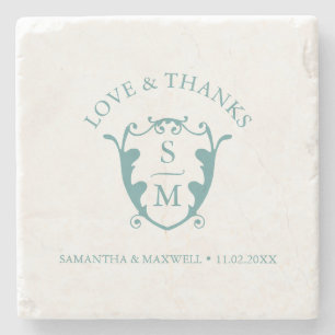Posavasos De Piedra Boda Coasters Clásicos Monogramas Favores