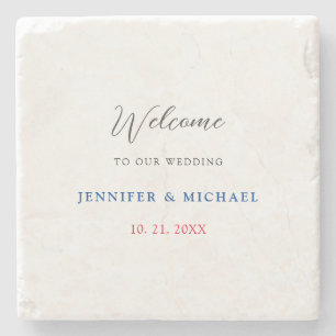 Posavasos De Piedra Boda de bienvenida elegante en blanco y negro