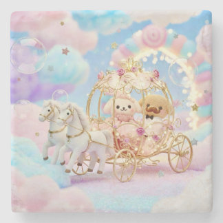 Posavasos De Piedra Boda de Cachorro Adorable Coche de Hadas