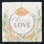 Posavasos De Piedra Boda de flores silvestres<br><div class="desc">Estas tiras presentan un diseño floral vintage en tonos naranja y lavanda. Las palabras "Saludos al amor" están fijadas en una tipografía de escritura elegante. Una elección única para un tema de boda de flores silvestres, regalo de fiesta de verano o regalos de ducha de novia. Una boda sostenible favorecerá...</div>