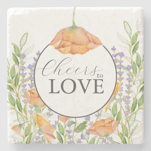 Posavasos De Piedra Boda de flores silvestres (Anverso)