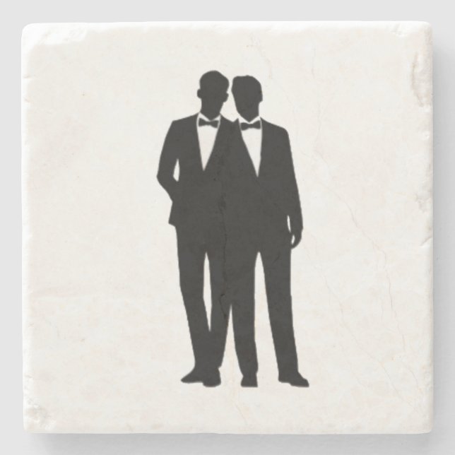 Posavasos De Piedra Boda de Groom y Groom (Anverso)