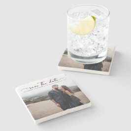 Posavasos De Piedra Boda de guión moderno Guardar la fecha