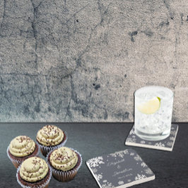 Posavasos De Piedra Boda de invierno con copas de nieve azul de la mar