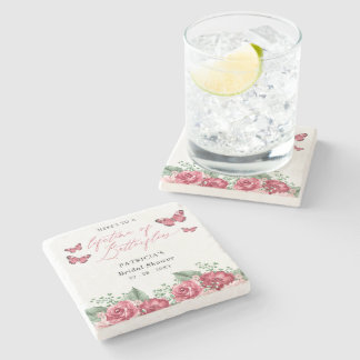 Posavasos De Piedra Boda de Mariposas de por Vida Burgundy
