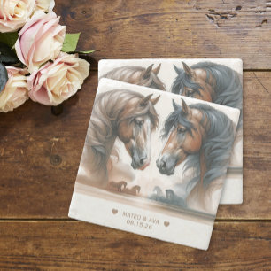 Posavasos De Piedra Boda de piedra de la naturaleza de los caballos es