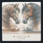 Posavasos De Piedra Boda de piedra de la naturaleza de los caballos es<br><div class="desc">Para las parejas bodas que disfrutan de los caballos, hay que tener en cuenta esta montaña rusa boda. Se presentan hermosos caballos. Personalizar con el texto deseado, como el nombre de la pareja y la fecha del boda. Atractivo orientado a la naturaleza con tonos marrones y tierra. Utilice la plantilla...</div>