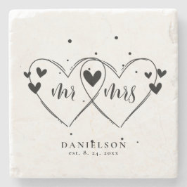 Posavasos De Piedra Boda de recién casados Sr. y Sra.