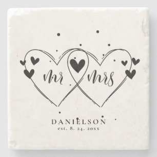 Posavasos De Piedra Boda de recién casados Sr. y Sra.