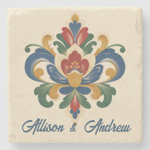 Posavasos De Piedra Boda de Rosemaling noruega