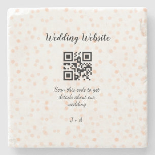Posavasos De Piedra Boda de sitio web escanear código QR para obtener 