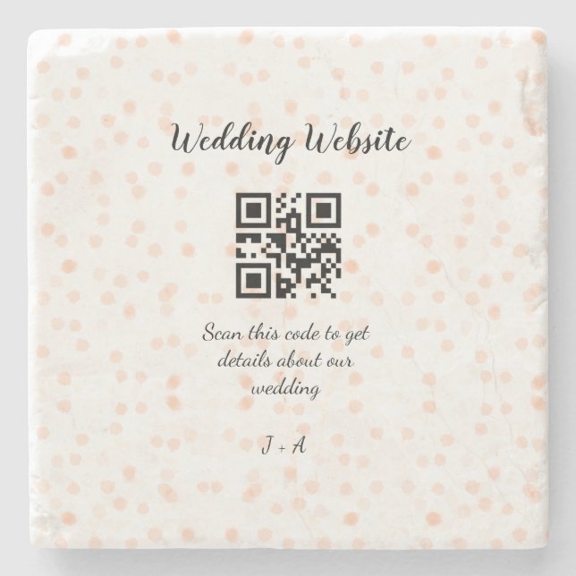 Posavasos De Piedra Boda de sitio web escanear código QR para obtener  (Anverso)