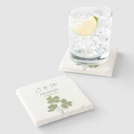 Posavasos De Piedra Boda del amante de la hoja verde moderna irlandesa