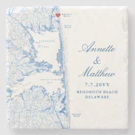 Posavasos De Piedra Boda del mapa de Rehoboth Beach Delaware