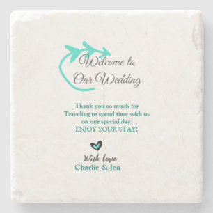 Posavasos De Piedra Boda Destino celebración de viaje bienvenido