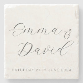 Posavasos De Piedra Boda Elegante Personalizada