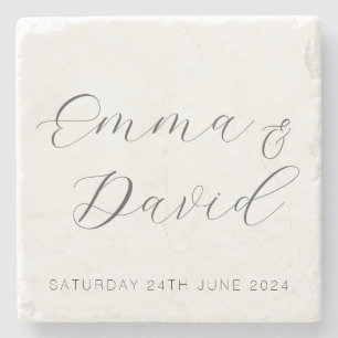 Posavasos De Piedra Boda Elegante Personalizada