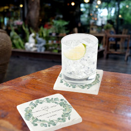 Posavasos De Piedra Boda eucalyptus wreath mr mrs guardar la fecha