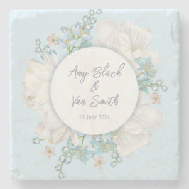 Posavasos De Piedra Boda Floral Azul Tulip