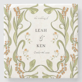 Posavasos De Piedra Boda floral de Nouveau