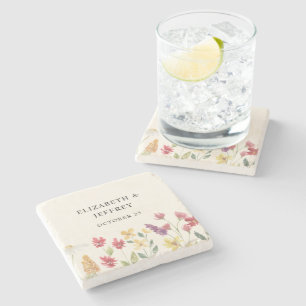 Posavasos De Piedra Boda Floral Elegante Boho Summer Wildflowers