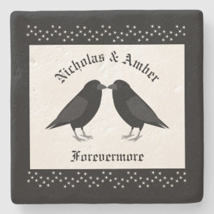 Posavasos De Piedra Boda gótico Kissing Ravens Personalizado