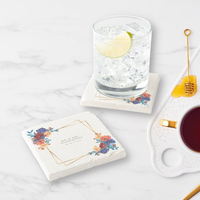 Posavasos De Piedra Boda mexicano moderno de flores de Fiesta (Subido por el creador)