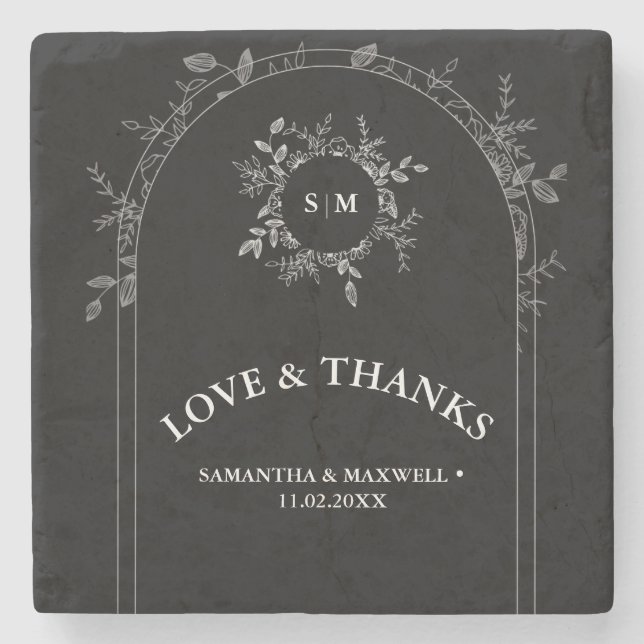 Posavasos De Piedra Boda negro de lujo Coasters Classic (Anverso)