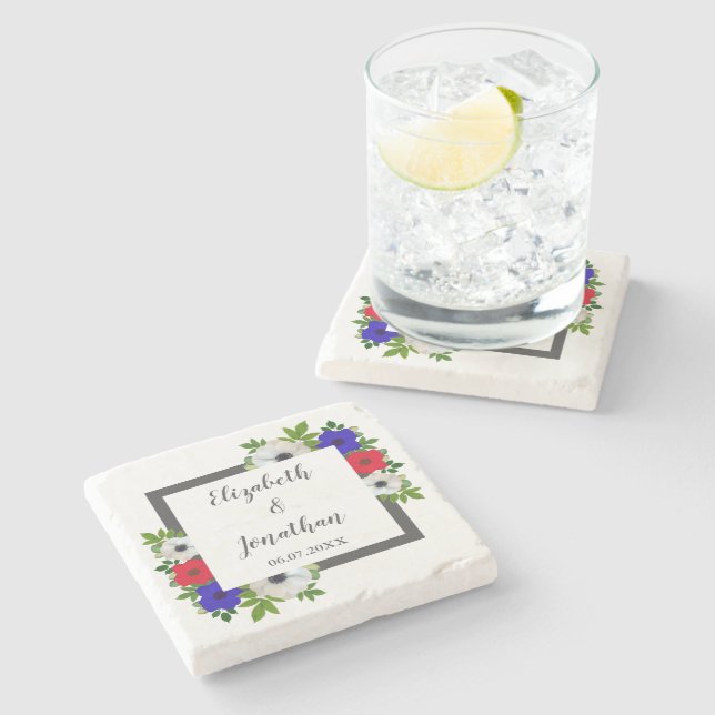 Posavasos De Piedra Boda Patriótico Panda Anemone (Lateral)