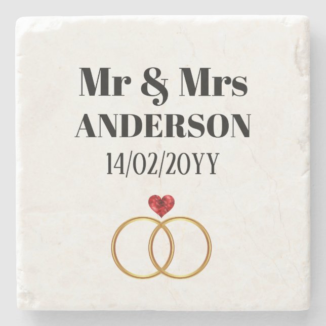 Posavasos De Piedra Boda personalizado / Renovación de votos / anivers (Anverso)