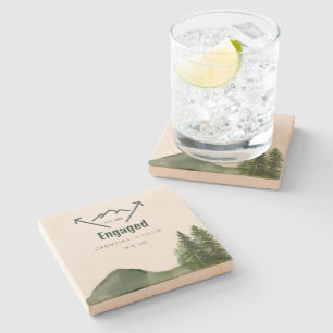 Posavasos De Piedra Boda Rústico del Pino Forestal de la Montaña de la