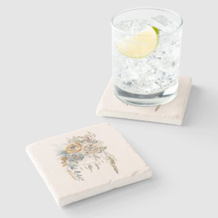 Posavasos De Piedra Boho Flower Bouquet y Dreamcatcher