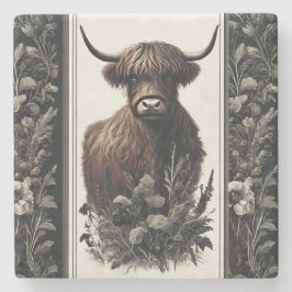 Posavasos De Piedra Boho Highland Cow