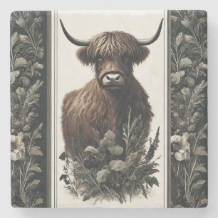 Posavasos De Piedra Boho Highland Cow