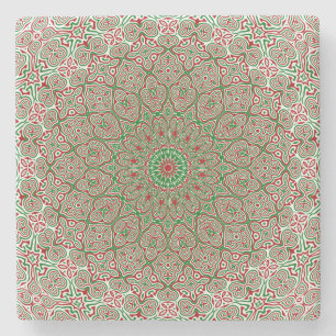 Posavasos De Piedra Boho Hippie Funky Trippy Ornate Mandala de Navidad