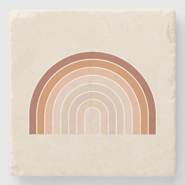 Posavasos De Piedra Boho Rainbow Beige Terracotta (Anverso)