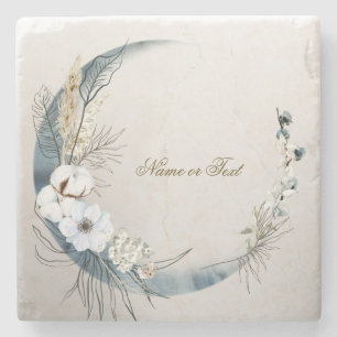 Posavasos De Piedra Boho White Orchid Flores Blue Moon Elegant Fiesta