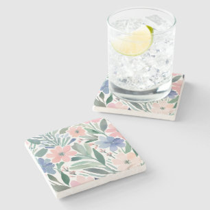 Posavasos De Piedra Boho Wildflower Watercolor Floral Pastel