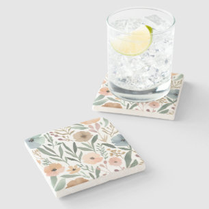 Posavasos De Piedra Boho Wildflower Watercolor Floral Pastel