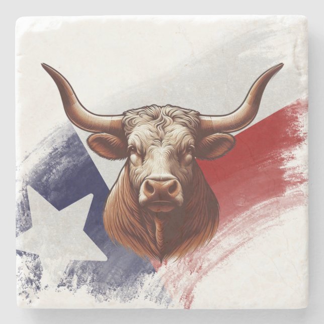 Posavasos De Piedra Bola de longhorn de Texas (Anverso)