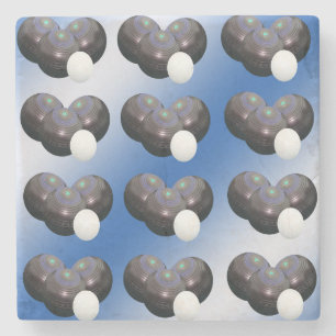 Posavasos De Piedra Bolas De Césped Azul Y Blanco,