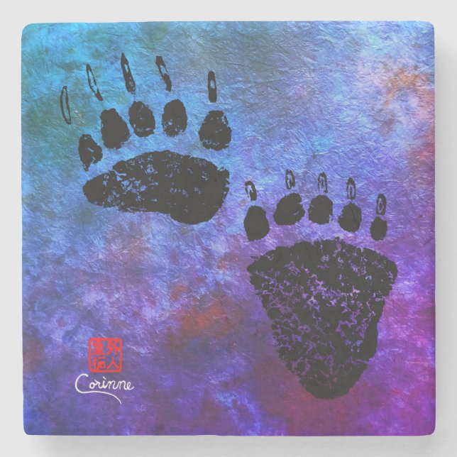 Posavasos De Piedra Bolas de oso azules - Montaña de mármol (Anverso)